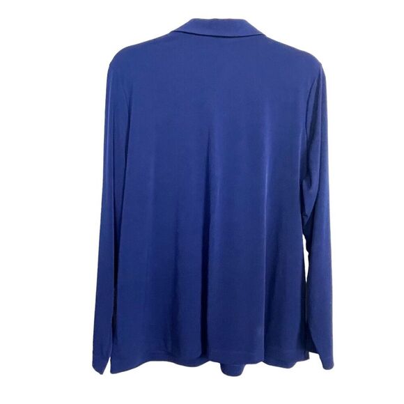 Susan Graver Top Women's Size‎ XL Lace Up Long Sleeve Blue Tunic - Picture 3 of 6